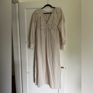 H&M Beige Floral Cut Out Dress Small